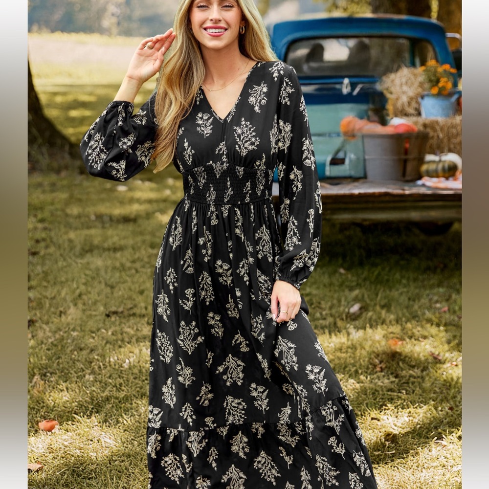 Floral Black Maxi Dress